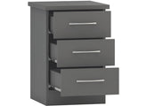 Nevada Full Grey Three Drawer Bedside - open